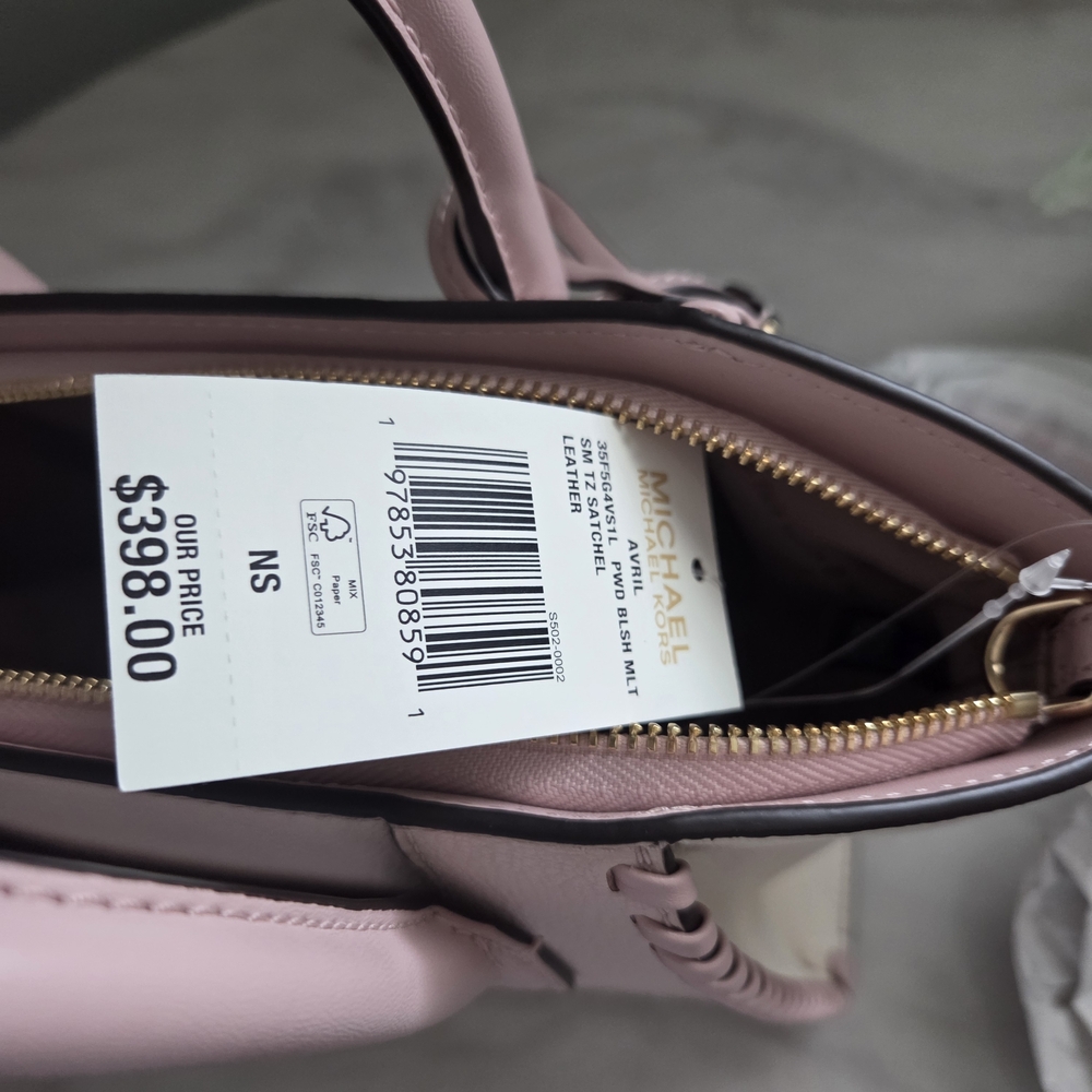 Michael Kors Avril Small Satchel Pink Leather Handbag Crossbody - Picture 10 of 14